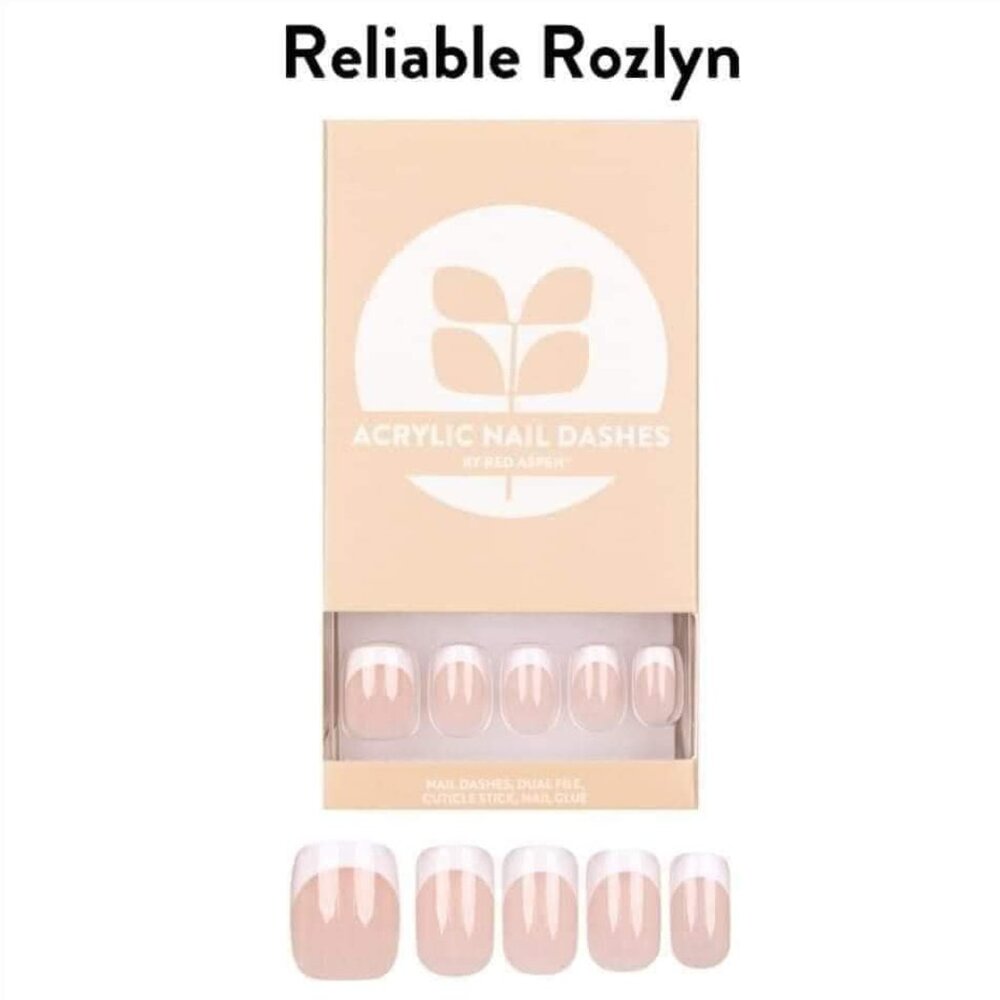 NEW Red Aspen Press-ON Nails Short Squoval French Tip